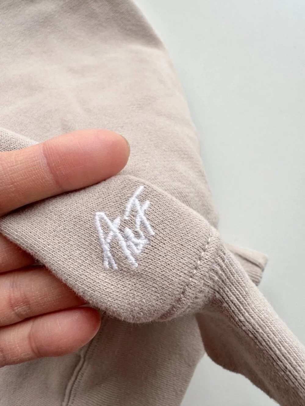 ABERCROMBIE & FITCH Taupe Cotton Fleece Embroidered Crew Sweatshirt, Size XS - Picture 11 of 14